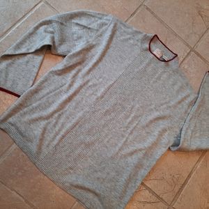 Vtg grey wool blend crew neck Sweater L lightweight CRB